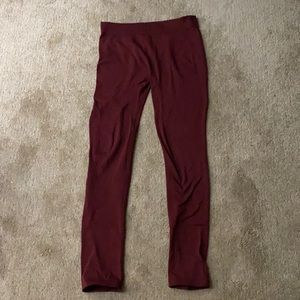 Burgundy Fleece Lined Leggings